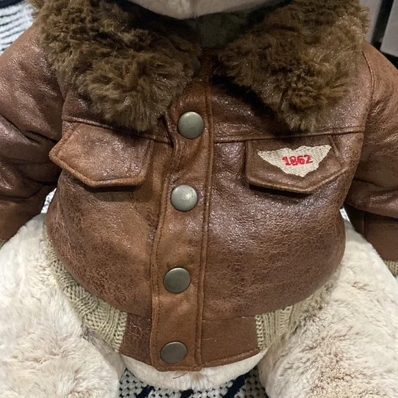 FAO Schwarz Large Brown Teddy Bear with Bomber Jacket Toys R Us Plush - Picture 7 of 7